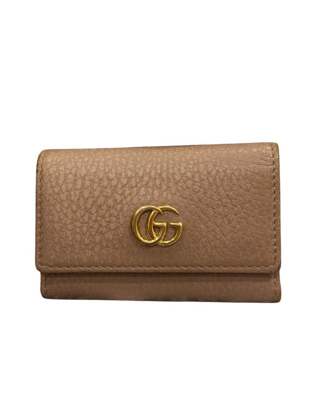 Authentic Gucci Marmont Taupe Leather 6 Ring Key Holder GG Logo Made in Italy